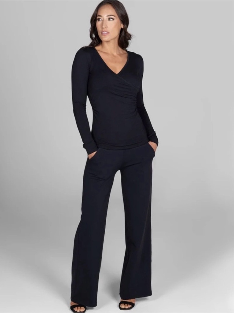 Kira Grace KiraGrace Black Wide Leg High Waist Yoga Dress Pants Size Small